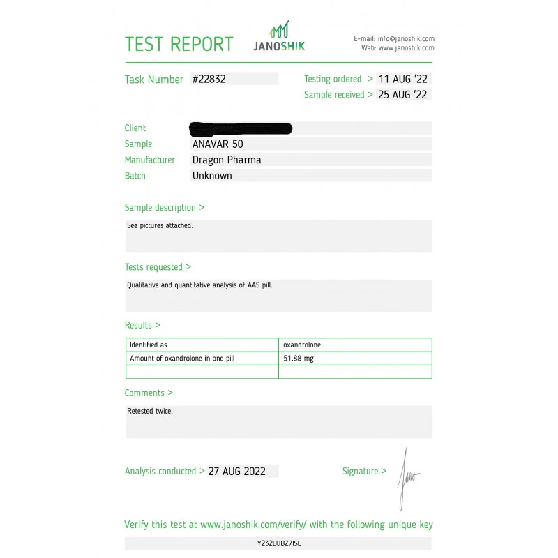 anavar 50mg lab test results from 2022-08-27