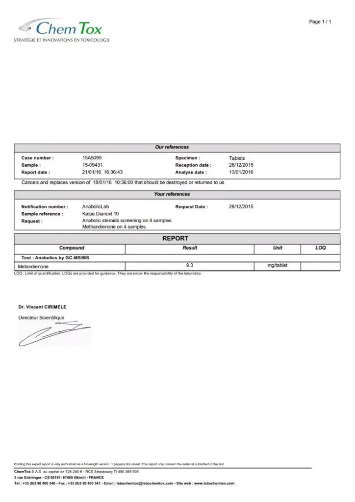 dianoxyl 10 lab test results