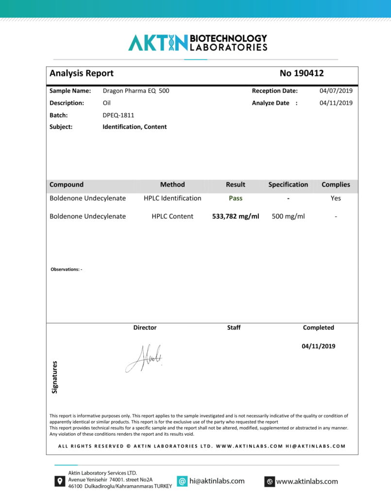 eq 500 lab test results from 2019-04-11