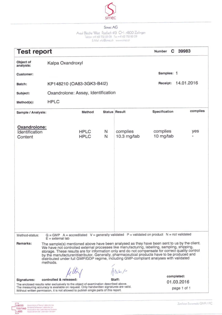 oxandroxyl lab test results from 2016-01-14